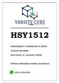 HSY1512 Assignment 2 Semester 2 2023