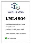 LML4804 Assignment 2 (ANSWERS) Semester 2 2023 - DISTINCTION GUARANTEED
