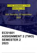 ECS1601 ASSIGNMENT 2 SEMESTER 2 2023 (100%)(DUE 7 SEPTEMBER 2023)
