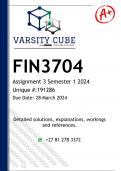 FIN3704 Assignment 3 (DETAILED ANSWERS) Semester 1 2024 - DISTINCTION GUARANTEED 
