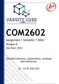 COM2602 Assignment 1 (DETAILED ANSWERS) Semester 1 2024  - DISTINCTION GUARANTEED 