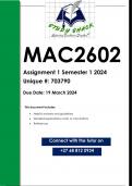 MAC2602 Assignment 1 (QUALITY ANSWERS) Semester 1 2024
