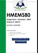 HMEMS80 Assignment 1 (QUALITY ANSWERS) Semester 1 2024