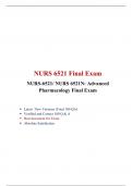 NURS 6521 Final Exam (Version 3)/ NURS 6521N Final Exam NURS-6521/ NURS 6521N: Advanced Pharmacology Final Exam, Walden University.