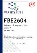 FBE2604 Assignment 2 (DISTINCTION ANSWERS)  Semester 1 2024 -DISTINCTION GUARANTEED