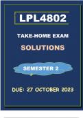 LPL4802 TAKE HOME EXAM (COMPLETE ANSWERS) Semester 2 - DUE  27  October 2023