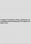 Complete Test Bank for Theory and Practice of Counseling and Psychotherapy 10th Edition Corey.