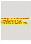 Biology 180 final exam BYUI 70 QUESTIONS AND VERIFIED ANSWERS 2023.