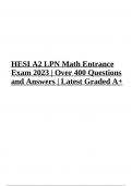 HESI A2 LPN Math Entrance Exam 2023/2024 (400 Questions and Answers) Graded A+