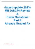 MB (ASCP) Review & Exam  (latest update 2023) Questions Part II Already Graded A+