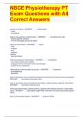 NBCE Physiotherapy PT Exam Questions with All Correct Answers 