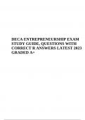 DECA ENTREPRENEURSHIP EXAM STUDY GUIDE | QUESTIONS WITH CORRECT ANSWERS LATEST 2023 GRADED 100%