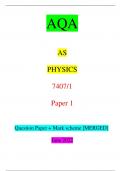 AQA AS PHYSICS 7407/1 Paper 1 Question Paper + Mark scheme [MERGED] June 2022