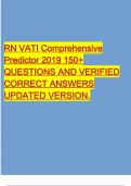 RN VATI Comprehensive Predictor 2019 150+ QUESTIONS AND VERIFIED CORRECT ANSWERS UPDATED VERSION.