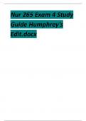 Nur 265 Exam 4 Study Guide Humphrey's Edit.