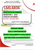 LML4806 PORTFOLIO MEMO - MAY/JUNE 2023 - SEMESTER 1 - UNISA (DETAILED MEMO - DISTINCTION GUARANTEED!)