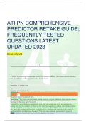 ATI PN COMPREHENSIVE PREDICTOR RETAKE GUIDE; FREQUENTLY TESTED QUESTIONS LATEST UPDATED 2023  REAL EXAM 