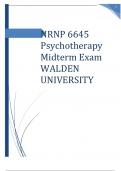 WALDEN UNIVERSITY NRNP 6645 Psychotherapy Midterm Exam   Complete test
