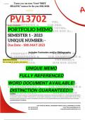 PVL3702 PORTFOLIO MEMO - MAY/JUNE 2023 - SEMESTER 1 - UNISA (DETAILED MEMO- DISTINCTION GUARANTEED)