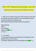 WGU D307 Educational Psychology Exam 2023 Questions and Answers{Verified Answers}