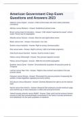 American Government Clep Exam Questions and Answers 2023