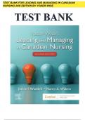 TEST BANK FOR YODER-WISE’S LEADING AND MANAGING IN CANADIAN NURSING, 2ND EDITION, PATRICIA S. YODER-WISE, JANICE WADDELL, NANCY WALTON