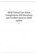 HESI Critical Care Exam Compilations 600 Questions and Verified Answers 2023 update