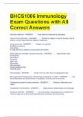 BHCS1006 Immunology Exam Questions with All Correct Answers   