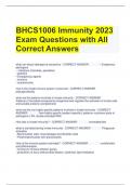 BHCS1006 Immunity 2023 Exam Questions with All Correct Answers
