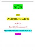 AQA GCSE ENGLISH LITERATURE 8702/1N Paper 1N 19th-century novel Question Paper + Mark scheme [MERGED] June 2022 IB/M/Jun22/E4 8702/1N GCSE ENGLISH LITERATURE Paper 1N 19th-century novel Time allowed: 50 minutes Materials For this paper you must have: • an