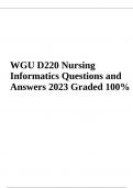 WGU D220 Nursing Informatics Questions and Answers 2023/2024 & WGU D220 Exam 2023 Questions with correct Answers 2023/2024 Complete Solution