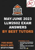 LLW2602 Exam Answers 2023