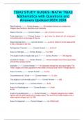 TSIA2 STUDY GUIDES: MATH/ TSIA2  Mathematics with Questions and  Answers Updated 2023/ 2024