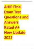 AHIP Final Exam Test Questions and Answers (2022/2023) (Verified Answers by GOLD rated Expert