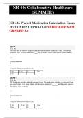 NR 446 Week 1 Medication Calculation Exam 2023 LATEST UPDATED VERIFIED EXAM GRADED A+