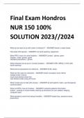 Final Exam Hondros  NUR 150 100%  SOLUTION 2023//2024