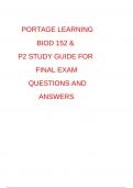 PORTAGE LEARNING BIOD 152 & P2 STUDY GUIDE FOR FINAL EXAM QUESTIONS AND ANSWERS.