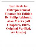 Test Bank for Entrepreneurial Finance 6th Edition By Philip Adelman, Alan Marks (All Chapters, 100% Original Verified, A+ Grade)