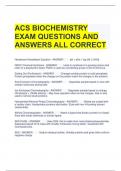 ACS BIOCHEMISTRY EXAM QUESTIONS AND ANSWERS ALL CORRECT 