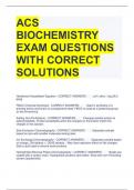 ACS BIOCHEMISTRY EXAM QUESTIONS WITH CORRECT SOLUTIONS