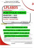 LPL4805 PORTFOLIO MEMO - MAY/JUNE 2023 - SEMESTER 1 - UNISA - (DETAILED ANSWERS - DISTINCTION GUARANTEED!)