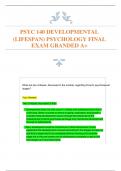 PSYC 140 DEVELOPMENTAL (LIFESPAN) PSYCHOLOGY FINAL EXAM GRANDED A+