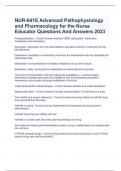 NUR-641E Advanced Pathophysiology and Pharmacology for the Nurse Educator Questions And Answers 2023