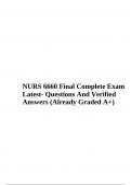 NURS 6660 Final Complete Exam Latest- Questions And Verified Answers ( Graded A+)
