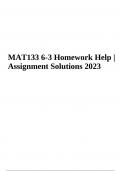 MATH MAT133 6-3 Homework Help Assignment Solutions 