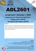 ADL2601 Assignment 1 (COMPLETE ANSWERS) Semester 1 2024 (666189) - DUE 8 April 2024
