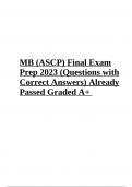 ASCP MB Final Exam Practice Questions with Correct Answers 2023 (Already Graded A+)