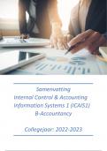 Samenvatting Internal Control & Accounting Information Systems 1 (ICAIS 1) Boek + IT-reader