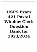 USPS Exam 421 Postal Window Clerk Question Bank for 2023/2024