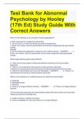 Test Bank for Abnormal Psychology by Hooley (17th Ed) Study Guide With Correct Answers